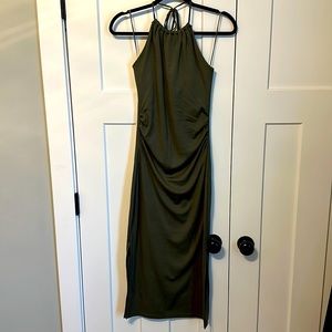Green knit halter dress